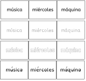 Tarjetas de palabras (4 tipos de letra)